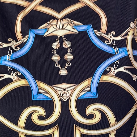 J. McLaughlin Gold and Blue Embellished Mid-Sleeve Midi Dress - Picture 2 of 14